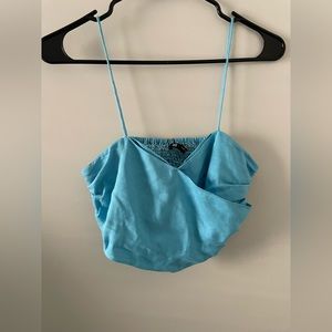 NWT Zara Blue Tank Top Crop Top with Spegetti Straps